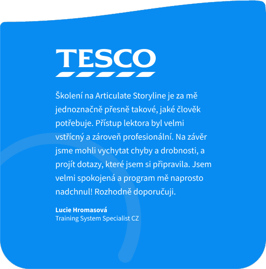 Školení Articulate Storyline z pohledu společnosti TESCO